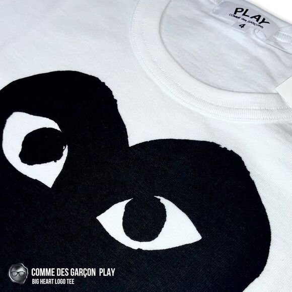 COMME DES GARÇONS PLAY KIDS BIG HEART LOGO TEE IN WHITE UNISEX CHILDREN’S SIZE 4 - Picture 5 of 13